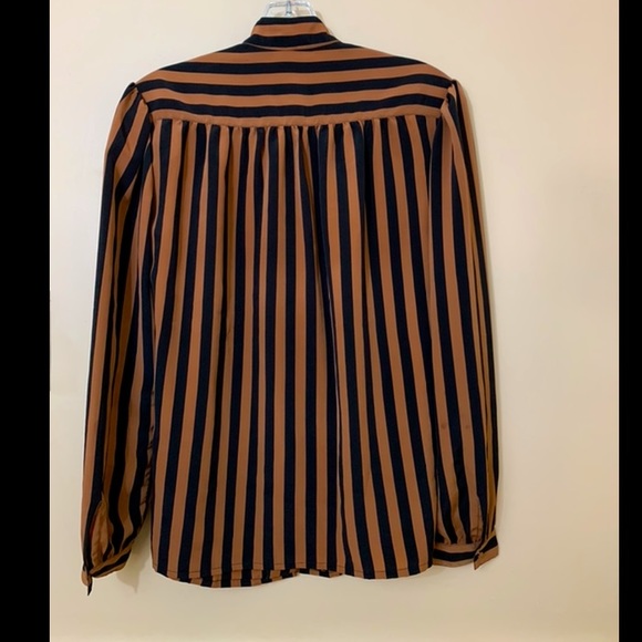 1980s Vintage Brown and Black striped blouse - Picture 5 of 5